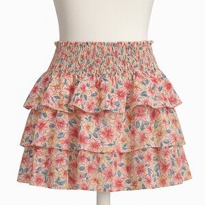 Shop Neighbor by In the Beginning Floral Smocked Ruffle Mini Skirt – Size Small